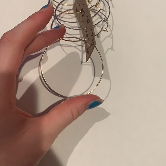 3 Pack hoop earrings in silver, gold & rose gold - Picture 4 of 4